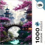 Сложувалка 1000 парчиња – Виолетови цвеќиња и шармантни куќички