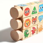 Детска Дрвена Играчка коцки со стикери