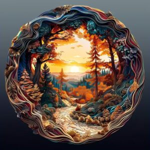 Дрвена сложувалка планински пејзаж