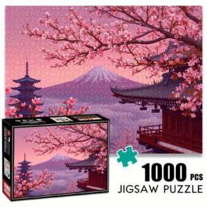 Сложувалка 1000 Парчиња- Јапонски Храм со Цреши Japanese Pagoda With cherry blossom